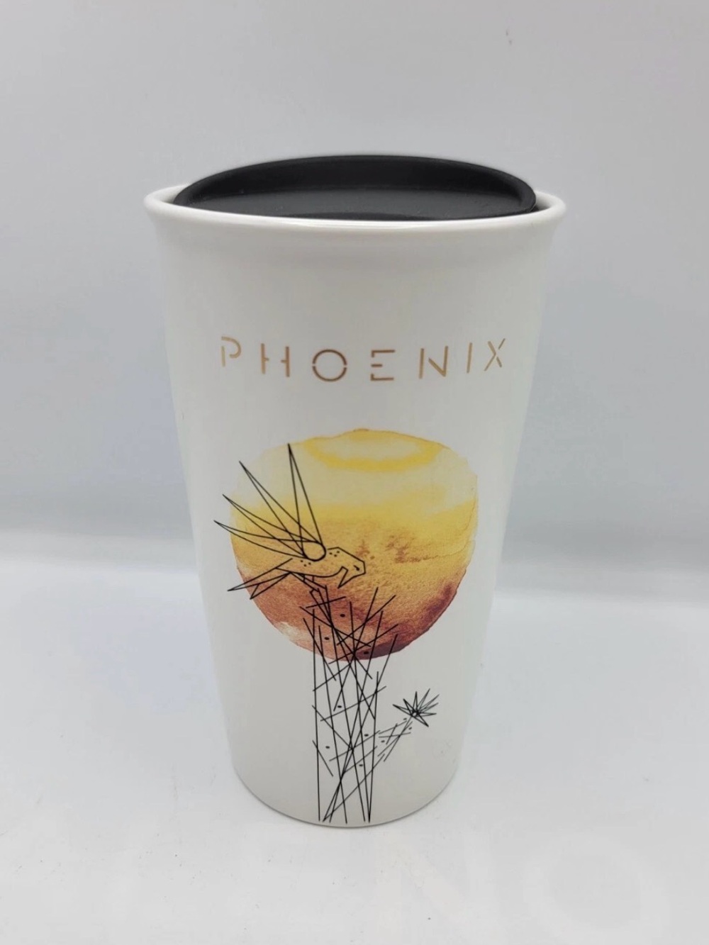 AZ Starbucks 2016 Phoenix Arizona 12oz Ceramic Tumbler Travel Mug Plastic Lid